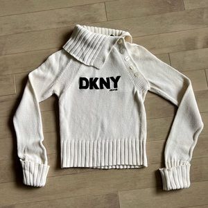 DKNY - sweater white button collar- chandail manches longues size XS